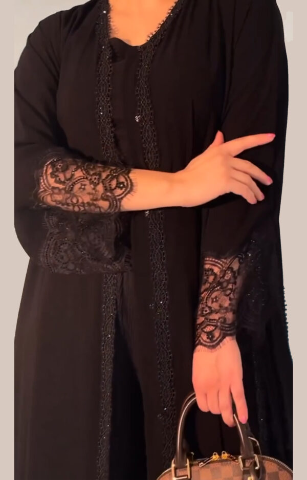 Elysian Abaya with Gorgeous Dantel & Crystals Stones Model No 1028